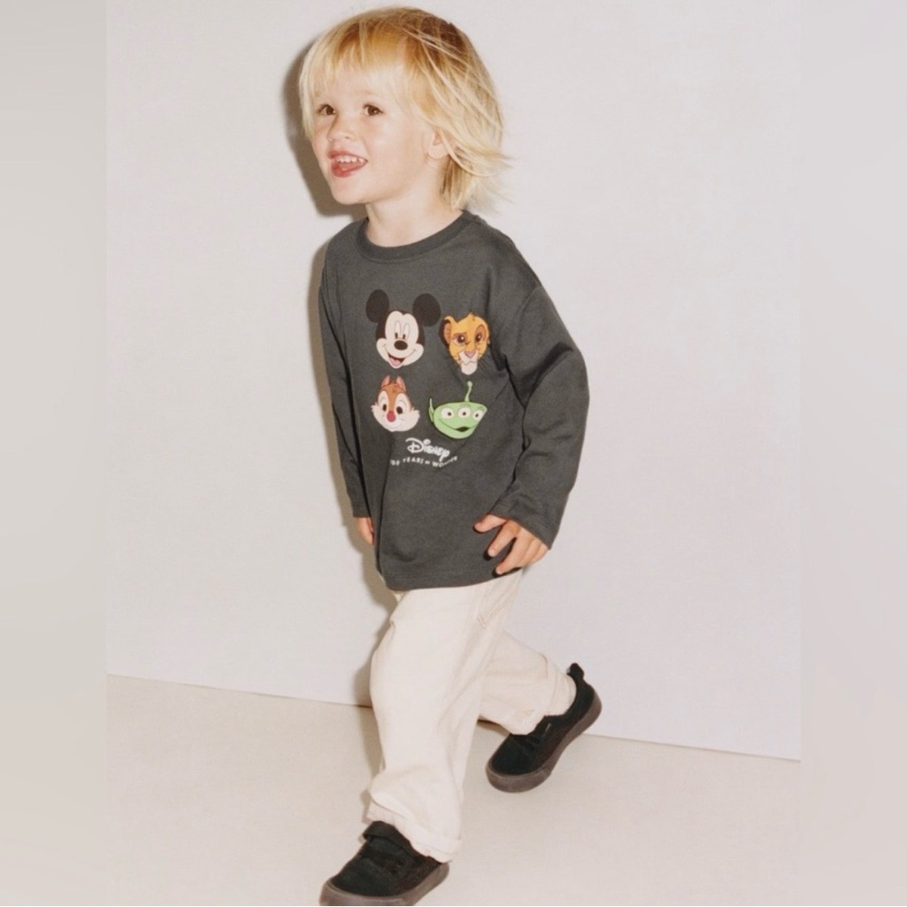 Zara Kids Charcoal Disney Long Sleeve Tee
